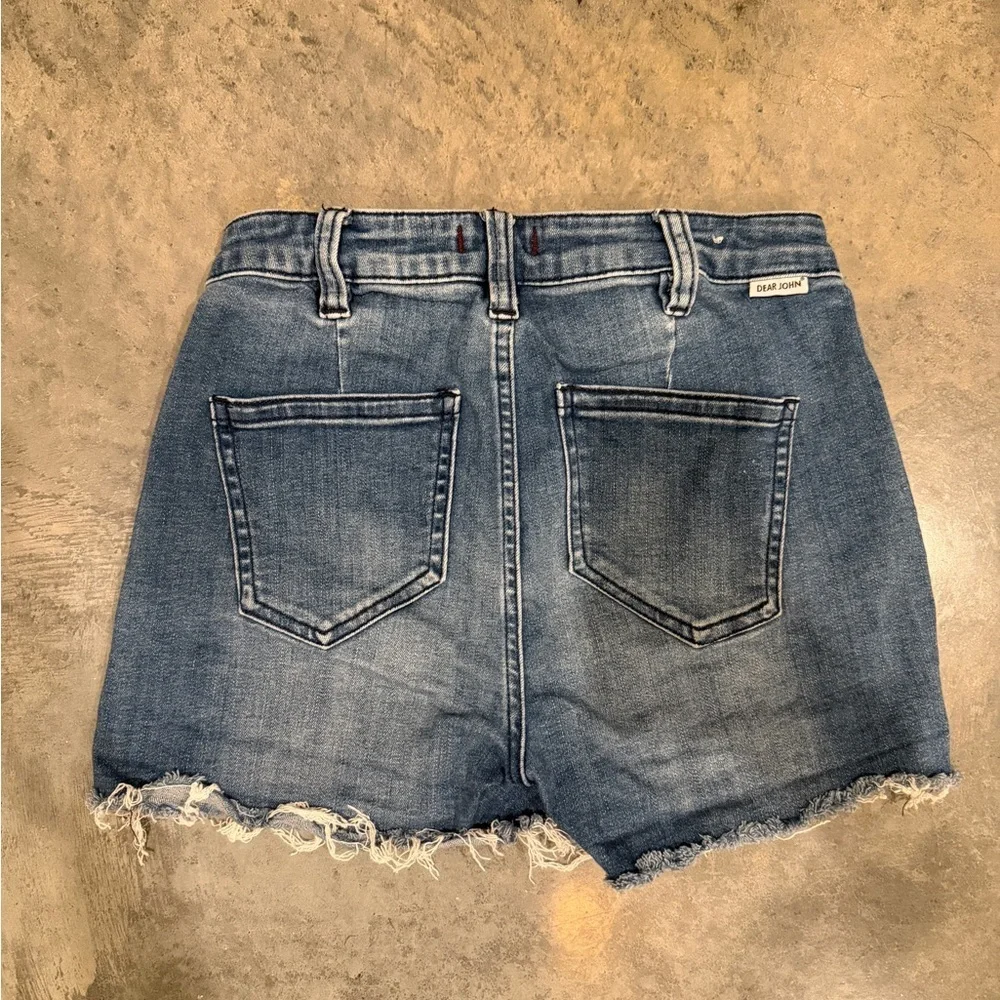 Dear John Light Blue Frayed Hem Denim Shorts